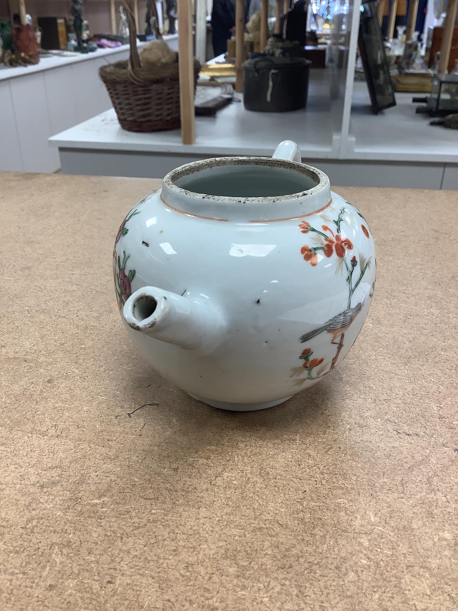 An 18th century Chinese famille rose teapot and associated cover 13cm